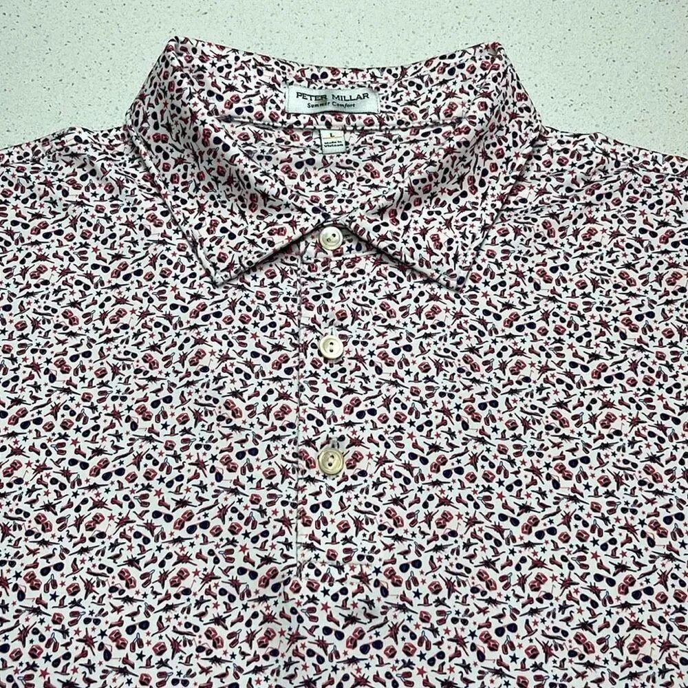 Peter Millar Summer Comfort Micrprunt Polo Mens Large w/sleeve emblem
